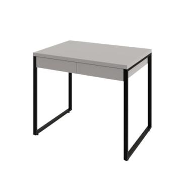 Imagem de Mesa Kuadra Office 90x60x75cm C/02 Gavetas Branco Chess/Est.preta