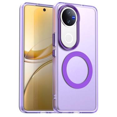 Imagem de Capa compatível com Vivo V50 5G, capa magnética à prova de choque, roxa