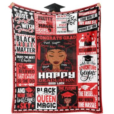 Imagem de OIIJZzy Presentes de formatura afro-americanos para mulheres, presentes de formatura 2025 para ela, cobertor de formatura para meninas negras 152 x 127 cm, ideias de presente de graduação para
