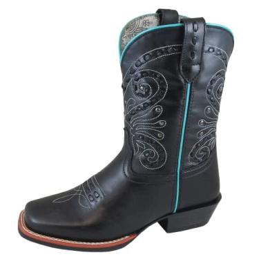 Imagem de Smoky Mountain Boots | Série Shelby | Bota feminina ocidental | Altura de 22,5 cm | Bico quadrado | Couro durável | Sola de borracha e salto ocidental | Forro de tricô e cabedal de couro | Haste de aço, Preto, 6.5