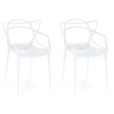 Imagem de Kit 2 Cadeiras de Jantar Allegra Prática Empilhável - Branco