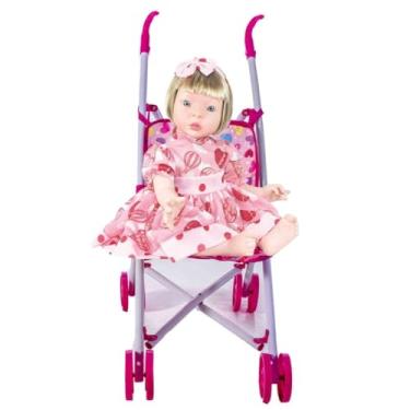 Imagem de Genérico, Boneca Bebe Tipo Reborn Completa Loira + Carrinho de Boneca