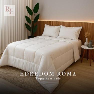 Imagem de Kit Edredom Branco Com Fronhas Casal King 2,80x2,40 Roma Dupla Face Ta