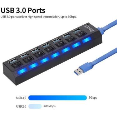 Imagem de Hub Usb 7 Portas Usb 3.0 Hub Usb Splitter 7 Portas Expansor - Mkb