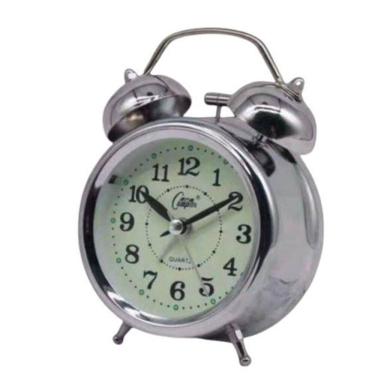 Imagem de Despertador Retrô Analógico Prata Sinos Prata