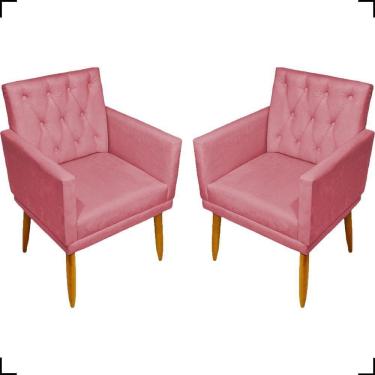 Imagem de Kit 2 Poltronas Decorativa Para Sala Recepção Nina Capitonê Suede Cores Pé Palito