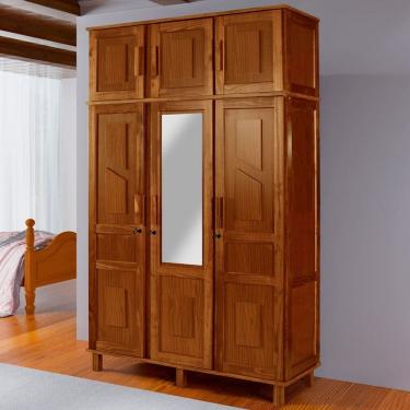 Imagem de Guarda-Roupa Solteiro Suécia Madeira Maciça 6 Portas com Espelho Ypê - Pnr Móveis
