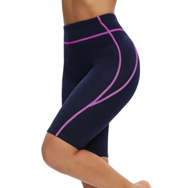 Imagem de GoldFin Short feminino de neoprene, roupa molhada de neoprene para água curta de 2 mm, natação, mergulho, snorkeling, calça flutuável, linha fúcsia, grande