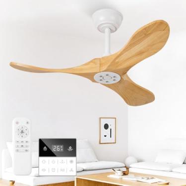 Imagem de Benicefun Ventiladores De Teto De Madeira Maciça De 36 Polegadas Sem Luz, Ventilador De Teto Pequeno, Moderno, De 3 Lâminas, Silencioso, Cc, Para Tetos Inclinados, Ventilador De Teto De Madeira Rús