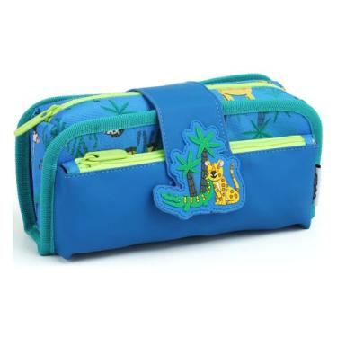 Imagem de Estojo Duplo Necessaire Infantil Escolar Organizador Animais 100 Pens 