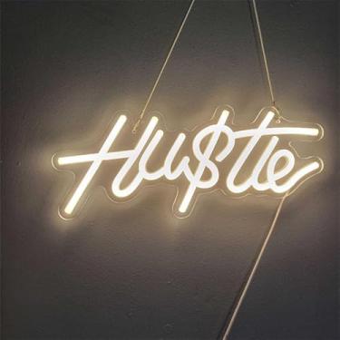 Imagem de CTTNLS Letreiro De Neon Para Estúdio, Bar Com Letras Led Musicais, Decoração Parede Quarto, Festa, Clube, Garagem, Artística Festas Em Casa (Hustle2)