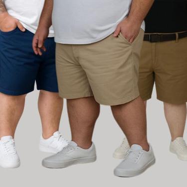 Imagem de Kit 3 Bermudas Sarja Masculina Plus Size 48 Ao 58 Exg - EVOLUTION PLAY