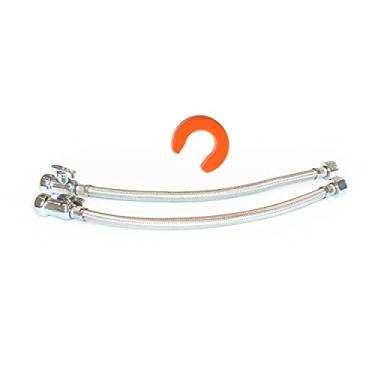 Imagem de Tigerbite Kit De Mangueira Abastecimento Água Para Torneira 1/2 X 16" E Válvula Um Quarto Volta Com Clipe Desconexão - Conexão Encanamento Latão Sem Chumbo Cobre, Pex, Cpvc, Hdpe, Pe-Rt Cromado (Pac