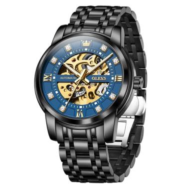 Imagem de OLEVS Relógios Masculinos Automáticos Esqueleto Mecânicos Ouro Pulso Negócios Luxo Diamante Aço Inoxidável À Prova D'Água Luminoso