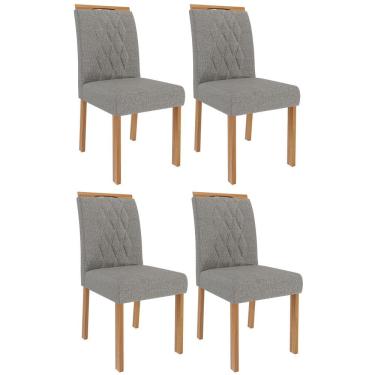 Imagem de Conjunto 4 Cadeiras Juliana Wood - Cimol Móveis Madeira/Linho Grafite