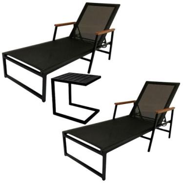 Imagem de Kit 2 Espreguiçadeira em Alumínio e Tela Sling Modelo Zurick Braços de