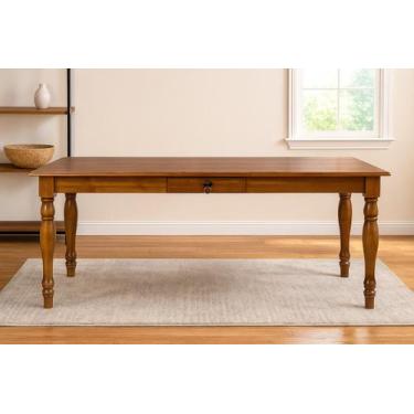 Imagem de Mesa de Jantar Wood com Gaveta e Pés Torneados em Madeira Maciça  Made