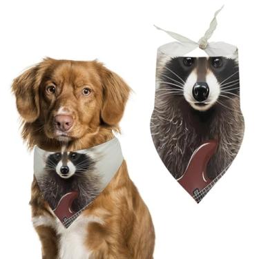 Imagem de Cachecol engraçado impresso guaxinim para animais de estimação cachecol triângulo de poliéster - tamanho único (70 x 30 cm)