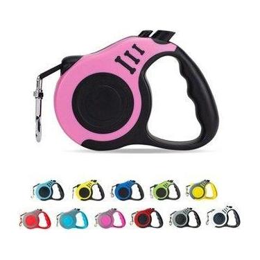 Imagem de Coleira Guia Retrátil 3/5 Metros Pets Cachorro Cães Gatos Resistente C