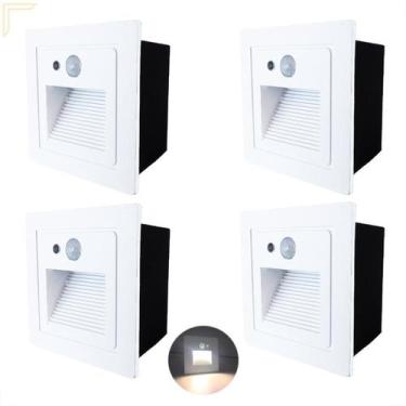 Imagem de Kit 4 Balizador Sensor De Presença Embutido Parede Led Lup73 - Acende 