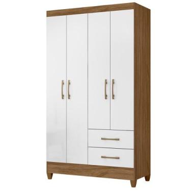 Imagem de Roupeiro Moval 4 Portas 2 Gavetas Chile, Naturale e Branco