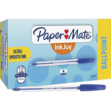 Imagem de Paper Mate Canetas esferográficas InkJoy 50ST, ponta média (1,0 mm), azul, 12 unidades