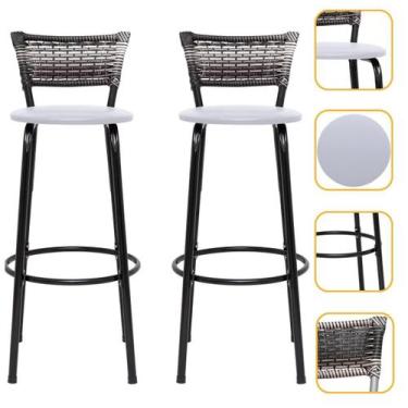 Imagem de Kit 2 Banquetas Cadeiras Bancos Para Cozinha Gourmet Bancada Balcão Ba