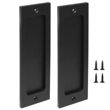 Imagem de Auvotuis Maçaneta deslizante de porta de celeiro de 17 cm, puxadores retangulares de descarga de dedo, puxador de dedo embutido para porta deslizante de celeiro, armário e gavetas (tamanho central a