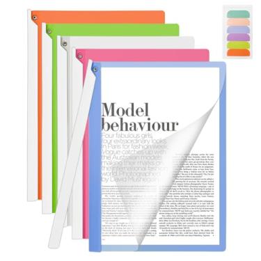 Imagem de VANRA Capas de relatório transparentes com clipe giratório, pacote com 5 pastas de apresentação de plástico para papel tamanho carta A4, organizador de documentos de arquivo para escola de negócios, 5