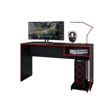 Imagem de Mesa Gamer Caemmum Pixel, Preto E Vermelho, com Apoio para CPU, 1 Nicho