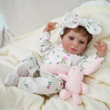 Imagem de Brastoy Bebê Reborn Boneca Realista Corpo de Silicone Menina Original Pintado 48cm (Menina Olhos Castanhos)