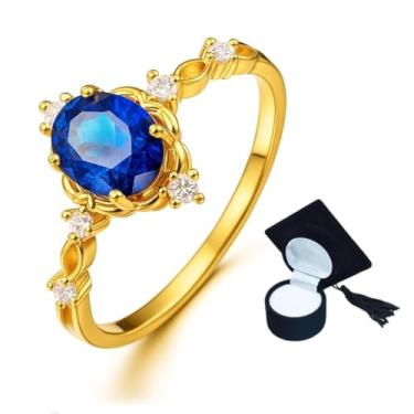 Imagem de Anel De Formatura Feminino Pedras Cursos Variados Presente (Azul, 13)