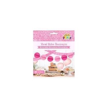 Imagem de Varal Bolas Decorativo Com 4 Metros Rosa - Festas e Fantasias