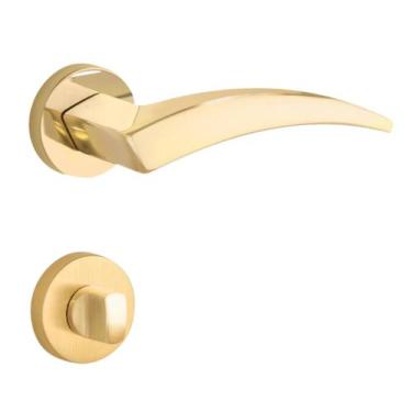 Imagem de Fechadura Design Flexa Banheiro 55mm Latão Polido Dourado Lockwell