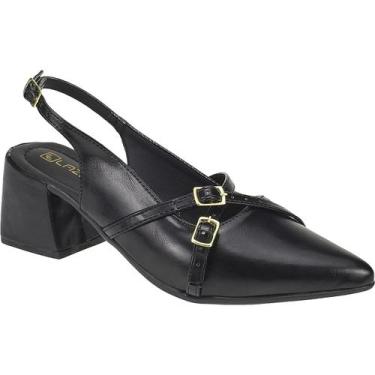 Imagem de Sapato Slingback Bico Fino Scarpin Feminino Salto Grosso - LAZZLU, Pre