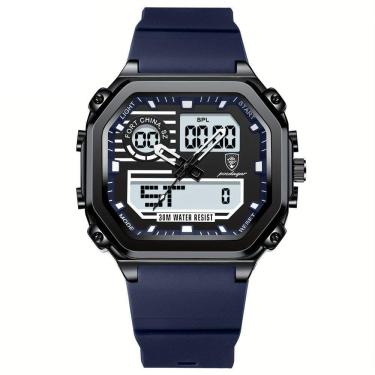 Imagem de Relógio Esportivo Masculino Pulseira Em Silicone Display Híbrido Digital Analógico Azul