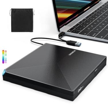 Imagem de ORIGBELIE Unidade externa de CD DVD +/-RW USB 3.0 tipo C, leitor de CD/DVD, gravador óptico de CD ROM, unidade de disco para laptop, desktop, iMac MacBook Pro/Air, Windows 11/10/8/7/XP, Linux, Mac OS