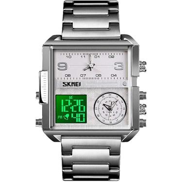 Imagem de Relógio esportivo digital, relógio de pulso LED de quartzo com face quadrada, cronômetro impermeável com vários fusos horários