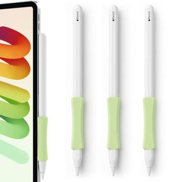 Imagem de ELETIUO Pacote com 3 alças ergonômicas de silicone compatíveis com Apple Pencil 2nd/USB-C/Pro, capa protetora macia, capa antiderrapante para iPad Pro 11/32.8 cm, verde