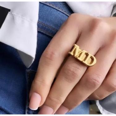 Imagem de Anel Dedeira com ate duas iniciais iniciais Semi joia - Dondocas.Bijus