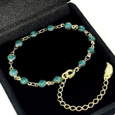 Imagem de Pulseira Contas Azul Glitter Banho Ouro 18k 2224 - Très Chic Joias, 6 