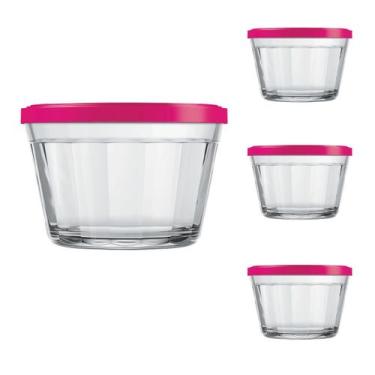 Imagem de Pote Vidro Americano C/Tampa Cores Cereal Bolacha 350ml 3Un - NADIR FI