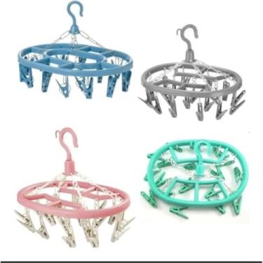 Imagem de Varal de Plástico Oval Portátil, Kit com 2 Unidades, 18 Prendedores, Dobrável