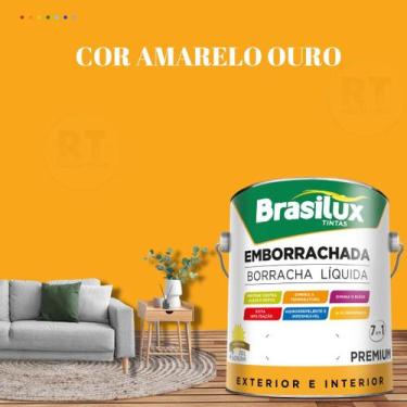 Imagem de Tinta Borracha Líquida Amarela Para Parede 3,2l  Lavável Impermeável B