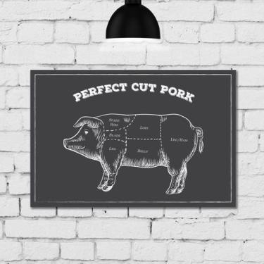 Imagem de Placa Decorativa MDF Churrasco Cortes de Porco 30x40 - Quartinhos