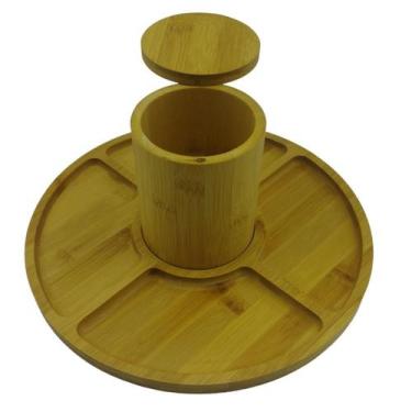 Imagem de Pote Multiúso Com Tampa + Petisqueira 5 Divisórias Bambu - Kadê