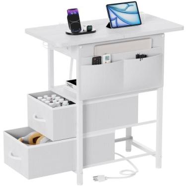 Imagem de Mesa lateral Yenlure Small com estação de carregamento branca