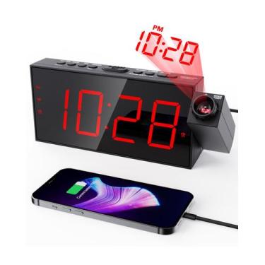 Imagem de Despertador de projeção OnlyEE LED Digital com carregamento USB