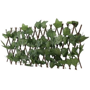 Imagem de Ymiko Cerca de Halloween para Quintal, Vime, Plástico, Pano de Seda Sebes Artificiais Tampa de Grade de Varanda Decoração de Parede Verde Com Medida de (Virginia Creeper folhas)