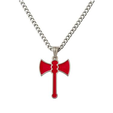 Imagem de Colar Corrente Machado Xangô Vermelho 3,5 cm Metal Niquelado